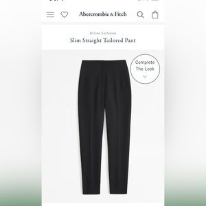 Abercrombie & Fitch Slim Straight Tailored Pant 30 Regular Black